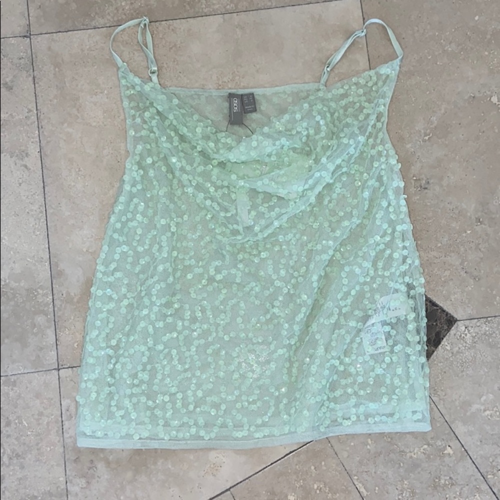 sequined lime green asos top. size us 0